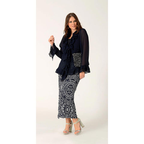 Yoek Frills V-Neck Voile Blouse