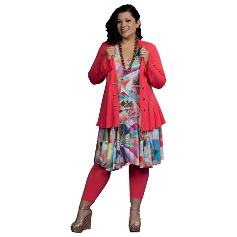 Twister Dress A-line Sleeveless  Tricot fabric with Allover Kaleidoscope Print