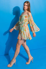 A printed woven romper - IP7347: SAGE / LARGE