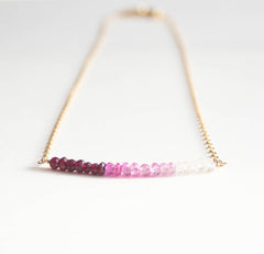 Pink Ombre Necklace | Pink Necklace: 14K Gold Fill