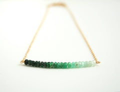 Emerald Ombre Necklace | Green Necklace: 14K Gold Fill