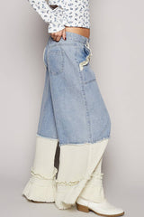 Vintage washed double gauze wide pants: DENIM / L