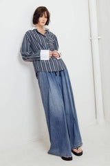 A striped woven top - FT1310 CHARCOAL: CHARCOAL / Contemporary / L