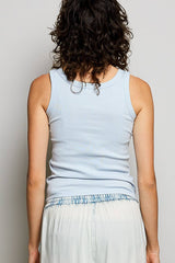 Sleeveless Round Neck Solid Pattern Rib Knit Top: Black / Os