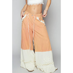 Vintage washed double gauze wide pants: DENIM / L