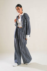 A striped woven pant - FP1385: CHARCOAL / Contemporary / S