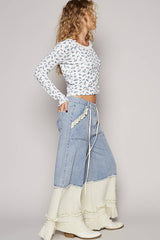Vintage washed double gauze wide pants: DENIM / S