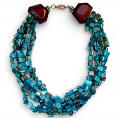 Chunky Turquoise Beaded Collar | Summer Statement Jewelry