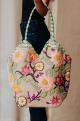 Green & Multicolored Floral Tote
