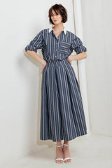 A striped woven top - FT1310 CHARCOAL: CHARCOAL / Contemporary / L