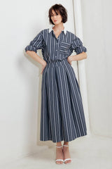 A striped woven top - FT1310 CHARCOAL: CHARCOAL / Contemporary / M