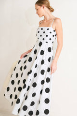 A printed woven midi dress -  FD1890: WHITE/BLACK / Contemporary / M