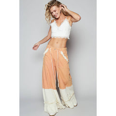 Vintage washed double gauze wide pants: DENIM / M