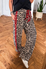 LDC Casual Shift Leopard Full-length High Waist Pants: Rose / M