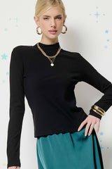 MCT7699-Stretchy Ribbed Long Sleeve Mock Neck Basic Top: Milk / S