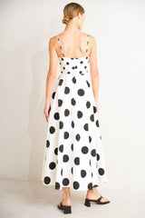A printed woven midi dress -  FD1890: WHITE/BLACK / Contemporary / M