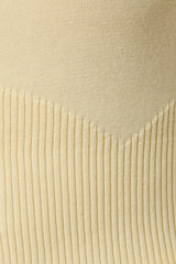 ROUND NECK SLEEVELESS BUTTON DOWN RIBBED TOP: BUTTER / S