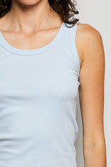 Sleeveless Round Neck Solid Pattern Rib Knit Top: OFF WHITE / Os