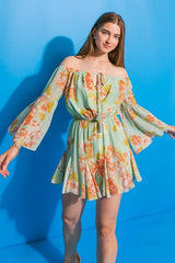 A printed woven romper - IP7347: SAGE / LARGE