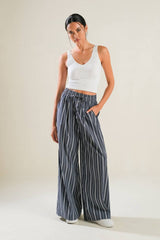 A striped woven pant - FP1385: CHARCOAL / Contemporary / M