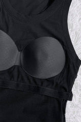 LDC Slim Ribbed Padded Tank Top: Black / S