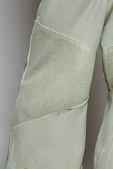 Contrast ribbed elastic waist casual knit culottes pants: DOVE GREY / S/M