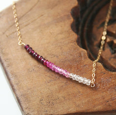 Pink Ombre Necklace | Pink Necklace: 14K Gold Fill