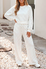 F/W26 Polka Dot Drawstring Wide Leg Pants Set | S-4X: Brown / S