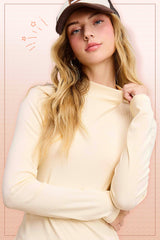 MCT7699-Stretchy Ribbed Long Sleeve Mock Neck Basic Top: Onyx / M
