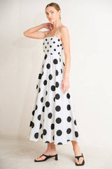 A printed woven midi dress -  FD1890: WHITE/BLACK / Contemporary / M