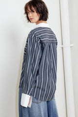 A striped woven top - FT1310 CHARCOAL: CHARCOAL / Contemporary / L