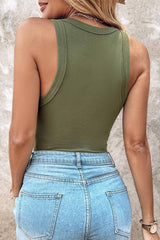 LDC Slim Ribbed Padded Tank Top: Dark Khaki / M