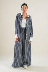A striped woven pant - FP1385: CHARCOAL / Contemporary / L