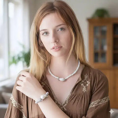 Handmade Freshwater Pearl Necklace & Bracelet Matching Set