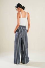 A striped woven pant - FP1385: CHARCOAL / Contemporary / S