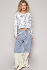 Vintage washed double gauze wide pants: DENIM / M