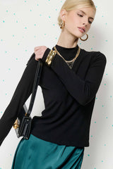 MCT7699-Stretchy Ribbed Long Sleeve Mock Neck Basic Top: Milk / S