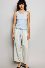 Sleeveless Round Neck Solid Pattern Rib Knit Top: OFF WHITE / Os