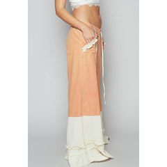Vintage washed double gauze wide pants: DENIM / M