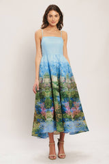A printed woven midi dress - ID23205: PALE BLUE / Contemporary / M