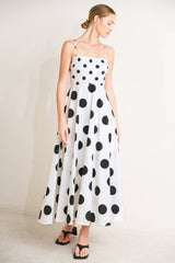 A printed woven midi dress -  FD1890: WHITE/BLACK / Contemporary / M