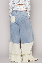 Vintage washed double gauze wide pants: DENIM / M