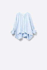 Balloon-Sleeve Striped Blouse in baby Blue: BLUE / ONE