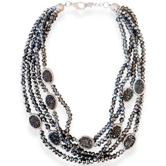Silver Beaded Pearl Necklace | Handmade Statement Jewelry