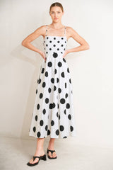 A printed woven midi dress -  FD1890: WHITE/BLACK / Contemporary / L