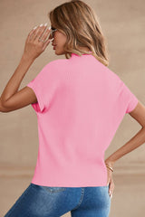 LDC Spring Patch Pocket Ribbed Mock Neck Sweater: Oatmeal / XL