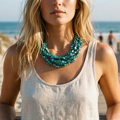 Chunky Turquoise Beaded Collar | Summer Statement Jewelry