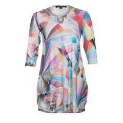 Twister Tunic A-line Round Neck Open Shoulders 3/4 Sleeves