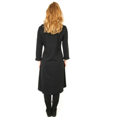 Rimini  Organic Cotton Black Dress with Unique Collar